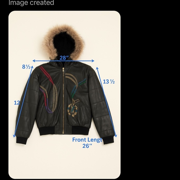 Iceberg Black Bomber with beautiful Tan Fur Hood. Design only on front - Picture 12 of 12